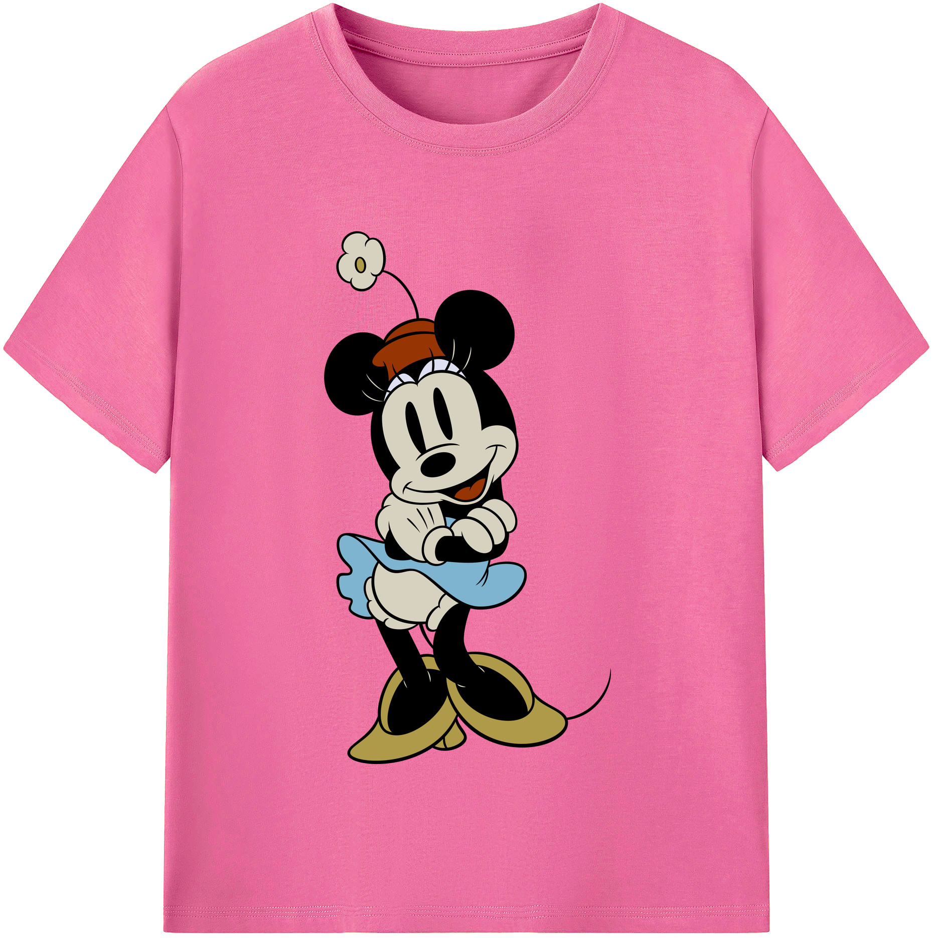 （画像用） ミッキーマウス Mickey Mouse レディースカジュアルプリントTシャツ（綿100％）